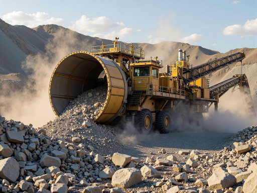 矿山工业场景，大型机械设备，筛分作业现场
